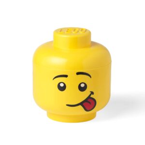 room copenhagen, lego storage heads stackable storage container - buildable organizational bins for kid’s toys and accessories - 9.45 x 9.45 x 10.67in - large, silly, holds 500 bricks