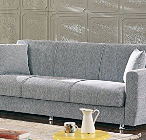 Beyan Signature Empire Furniture USA Niagara Collection Convertible Sofa Bed with Storage Space, Includes 2 Pillows, Gray