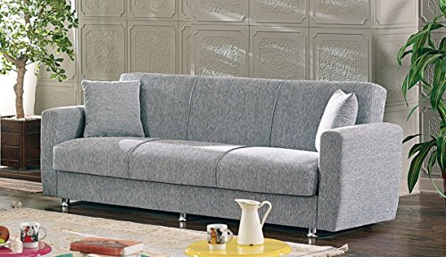 Beyan Signature Empire Furniture USA Niagara Collection Convertible Sofa Bed with Storage Space, Includes 2 Pillows, Gray