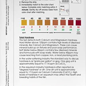 Industrial Test Systems WaterWorks 481108 Total Hardness Test Strip, 3 Second Test Time, 0-1000ppm Range (Pack of 30)