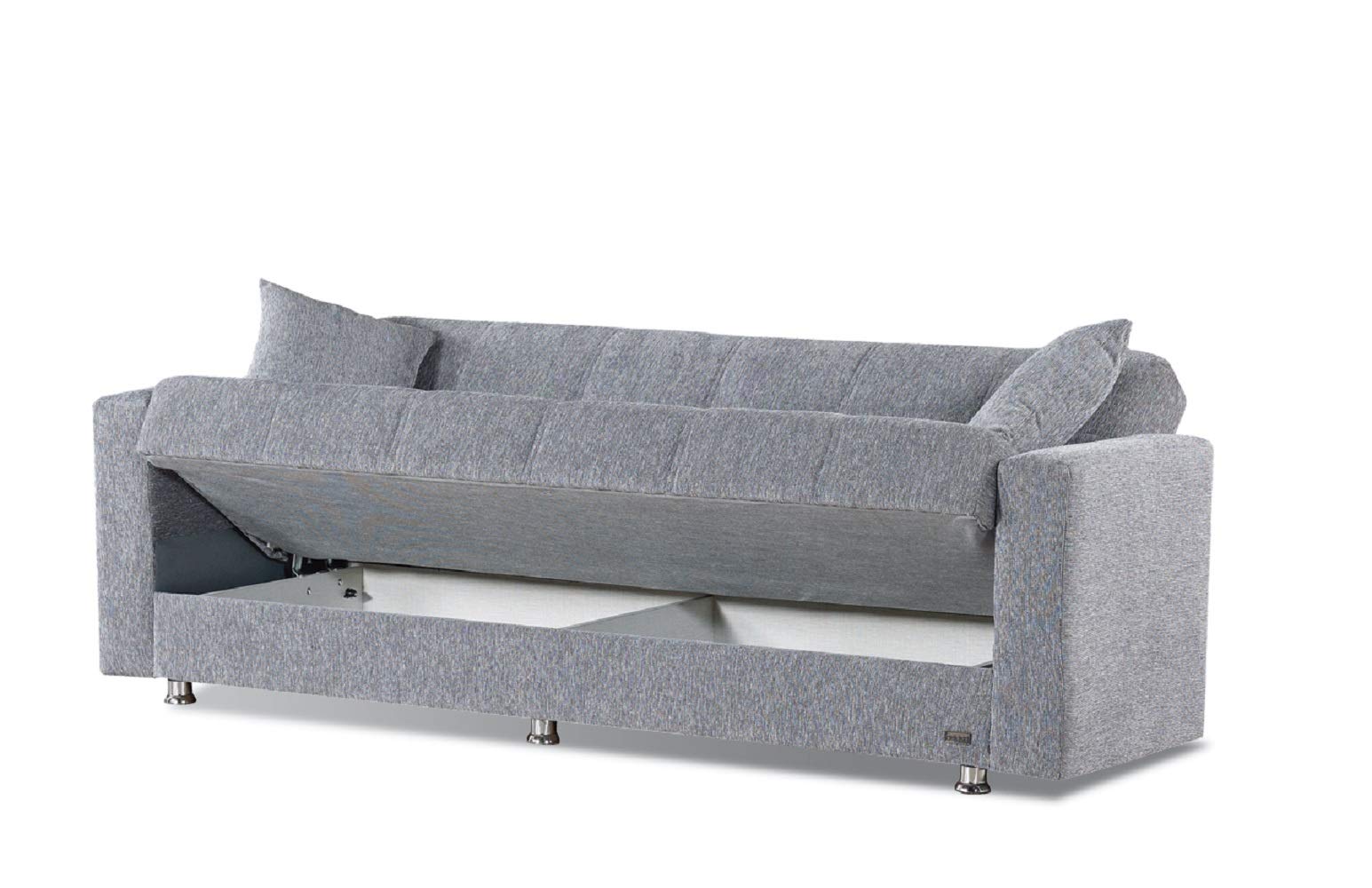 Beyan Signature Empire Furniture USA Niagara Collection Convertible Sofa Bed with Storage Space, Includes 2 Pillows, Gray