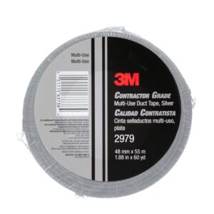 3m 2979 multi-use duct tape, silver, 1.88 in x 60 yd x 7 mil, 1 pack, temporary repair, patching, tabbing, capping pipe, marking, labeling