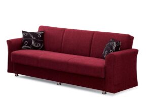 beyan signature empire furniture usa ohio collection convertible sofa bed with storage space, includes 2 pillows, burgundy