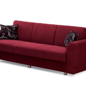 Beyan Signature Empire Furniture USA Ohio Collection Convertible Sofa Bed with Storage Space, Includes 2 Pillows, Burgundy