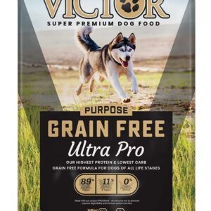 Victor Super Premium Dog Food – Grain Free Ultra Pro Dry Dog Food – High Protein, Low Carb Dog Food for Active Dogs – 42% Protein Dog Food for Sporting Dogs of All Breeds & Sizes, 30 lb