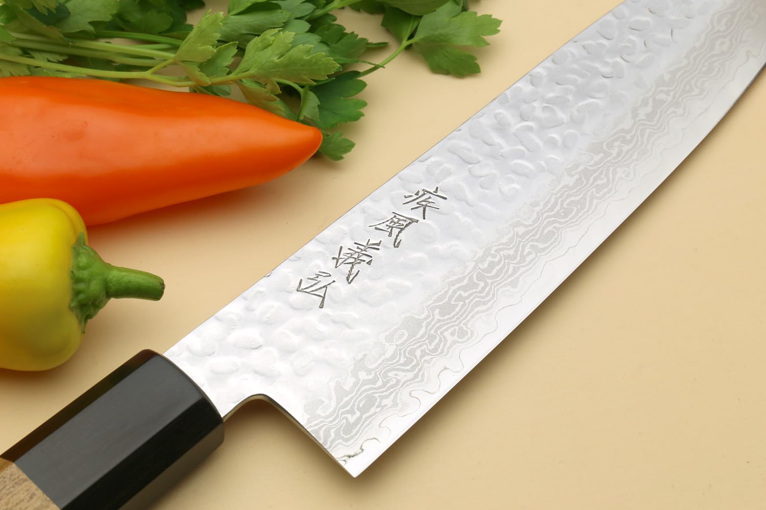 Yoshihiro VG10 46 Layers Hammered Damascus Santoku Japanese Multipurpose Chef Knife (Ambrosia Handle)