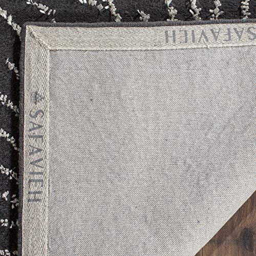 SAFAVIEH Soho Collection 2'6" x 6' Charcoal / Ivory SOH712H Handmade Starburst Premium Wool & Viscose Runner Rug