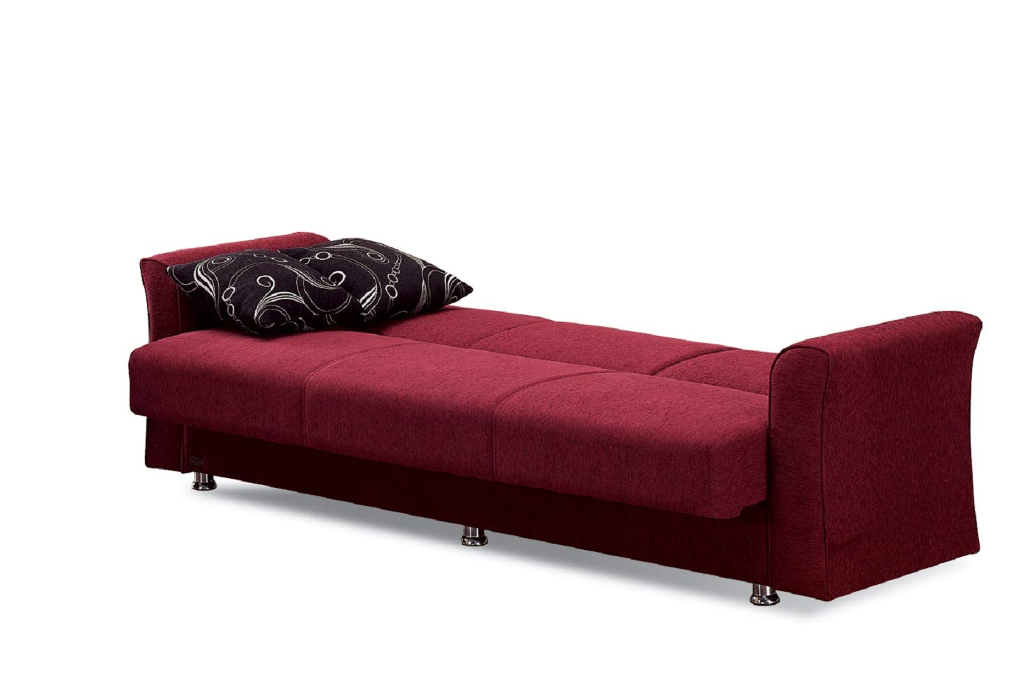 Beyan Signature Empire Furniture USA Ohio Collection Convertible Sofa Bed with Storage Space, Includes 2 Pillows, Burgundy