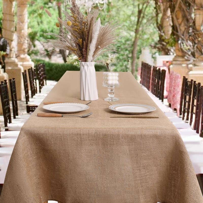 ArtOFabric Natural Burlap Tablecloth 60 Inches X 108 Inches