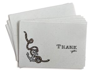 anchors aweigh thank you cards - 24 greeting cards with envelopes - nautical thank you notecards