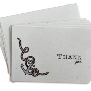 Anchors Aweigh Thank You Cards - 24 Greeting Cards with Envelopes - Nautical Thank You Notecards