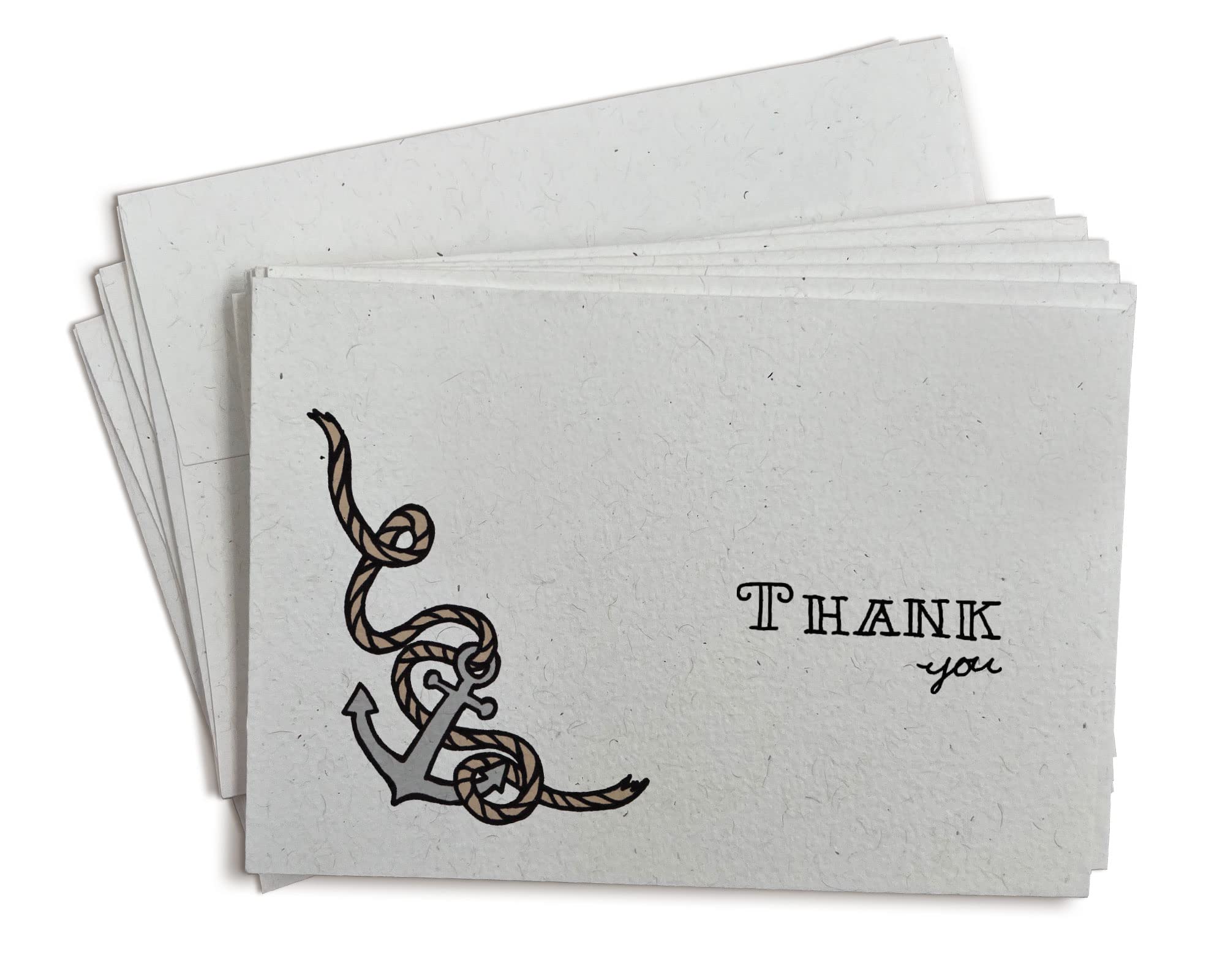 Anchors Aweigh Thank You Cards - 24 Greeting Cards with Envelopes - Nautical Thank You Notecards