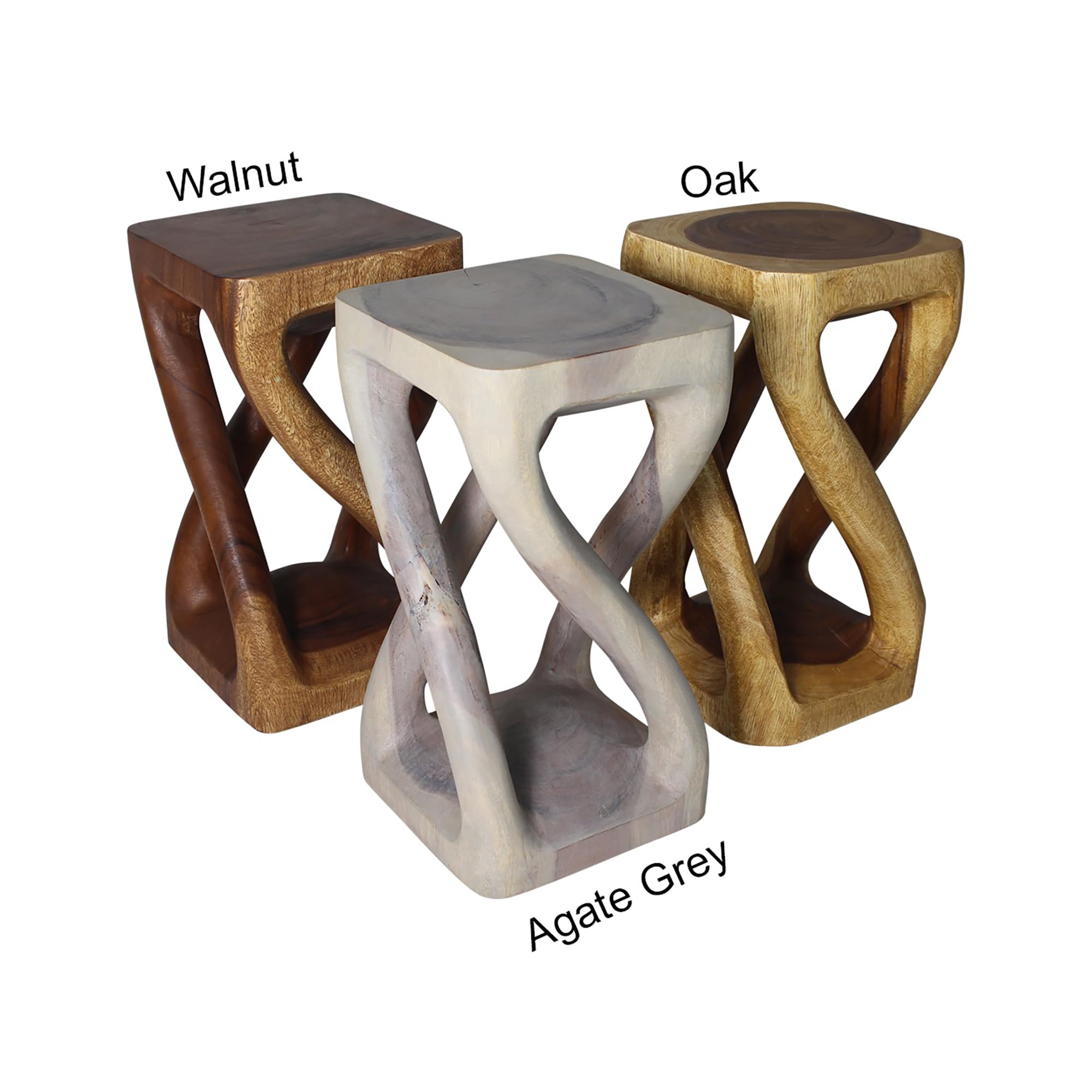 Haussmann® Wood Vine Twist Stool Accent Table 12 in x 22 in H Grey Oil