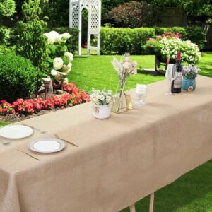 ArtOFabric Natural Burlap Tablecloth 60 Inches X 108 Inches