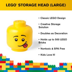 Room Copenhagen, Lego Storage Heads Stackable Storage Container - Buildable Organizational Bins for Kid’s Toys and Accessories - 9.45 x 9.45 x 10.67in - Large, Silly, Holds 500 Bricks