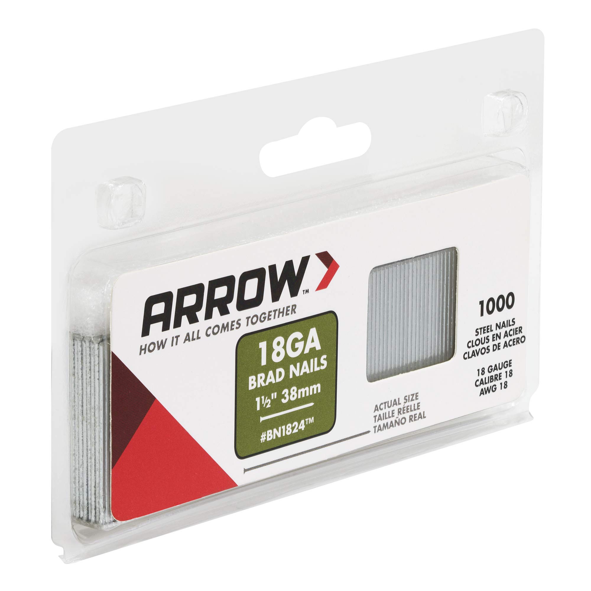 Arrow Co Inc BN1824CS Genuine 1-1/2-Inch 38mm Brad Nails, BN1824CS, 1,000-Pack