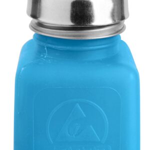 Menda 35285 Pure Touch Stainless Steel Liquid Dispenser Pump, ESD Safe durAstatic Square Bottle, 6 oz, High Density Polyethylene/Stainless Steel, Blue