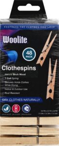 woolite laundry 360 48 count birch wood clothespins, natura