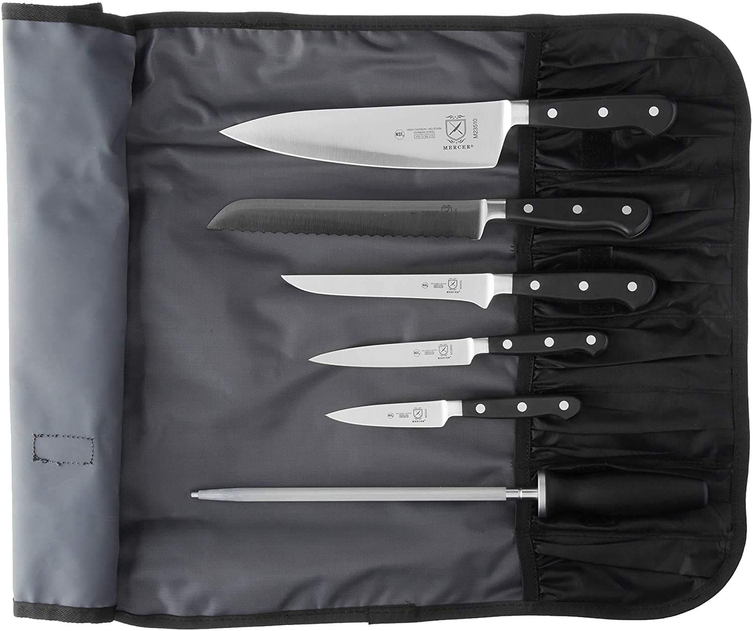 Mercer Culinary 7-Piece Forged Renaissance Knife Set,Black