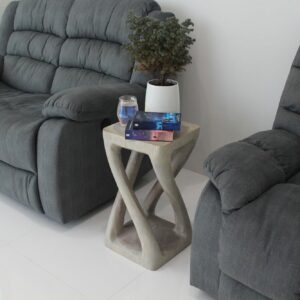 Haussmann® Wood Vine Twist Stool Accent Table 12 in x 22 in H Grey Oil