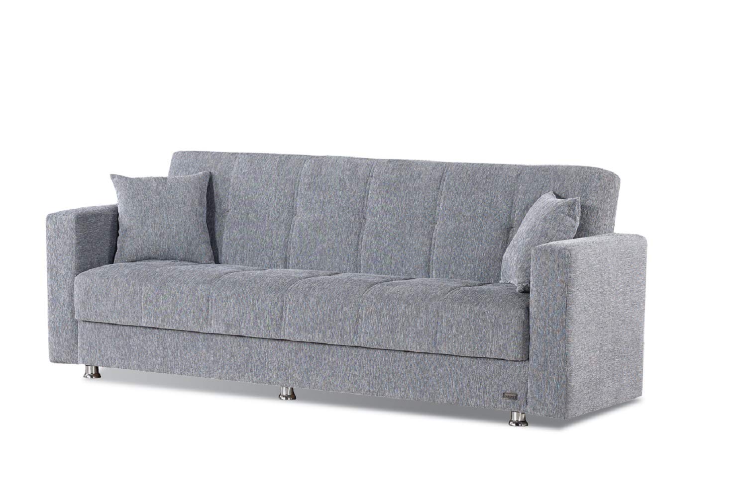 Beyan Signature Empire Furniture USA Niagara Collection Convertible Sofa Bed with Storage Space, Includes 2 Pillows, Gray