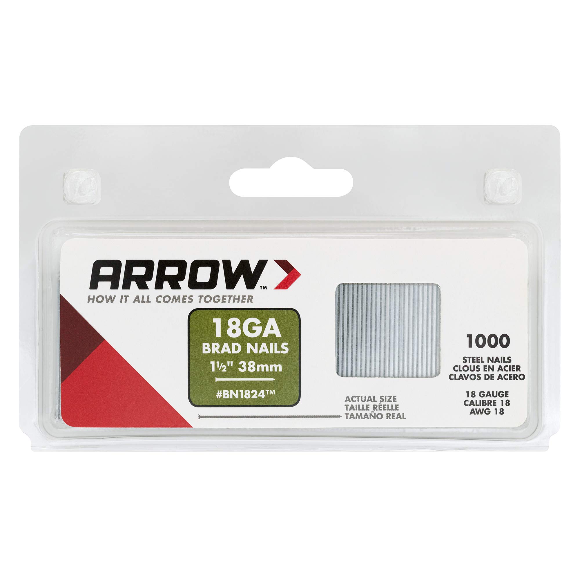 Arrow Co Inc BN1824CS Genuine 1-1/2-Inch 38mm Brad Nails, BN1824CS, 1,000-Pack