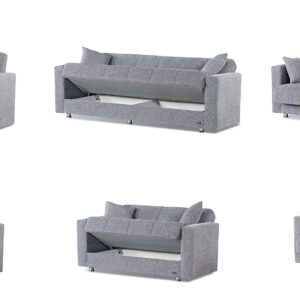 Beyan Signature Empire Furniture USA Niagara Collection Convertible Sofa Bed with Storage Space, Includes 2 Pillows, Gray