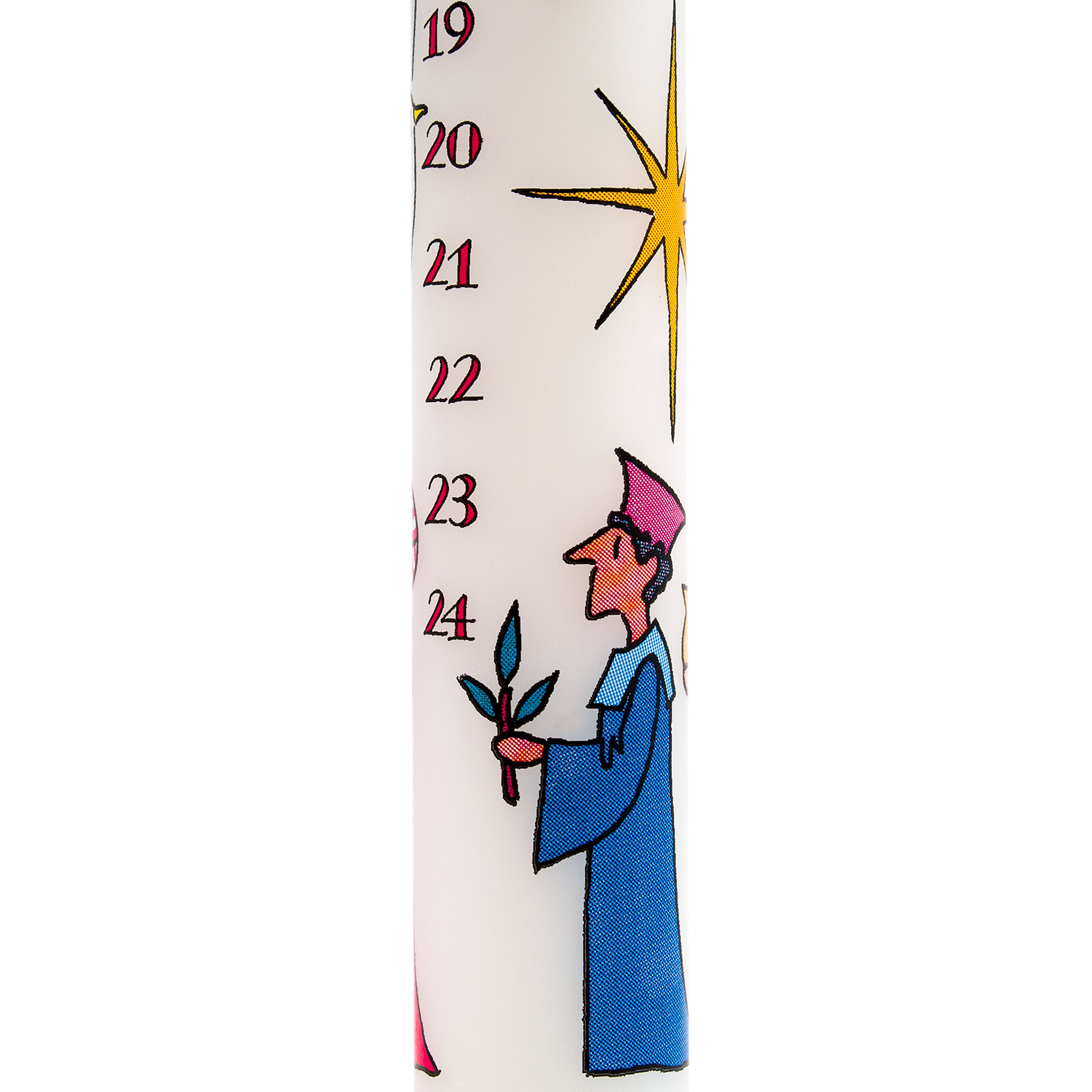 Alison Gardiner Festive Advent Candle - Wax Christmas Candle in Three Wise Men Design - Unscented Countdown Candle with 12 Hours Burn Time - Made in England