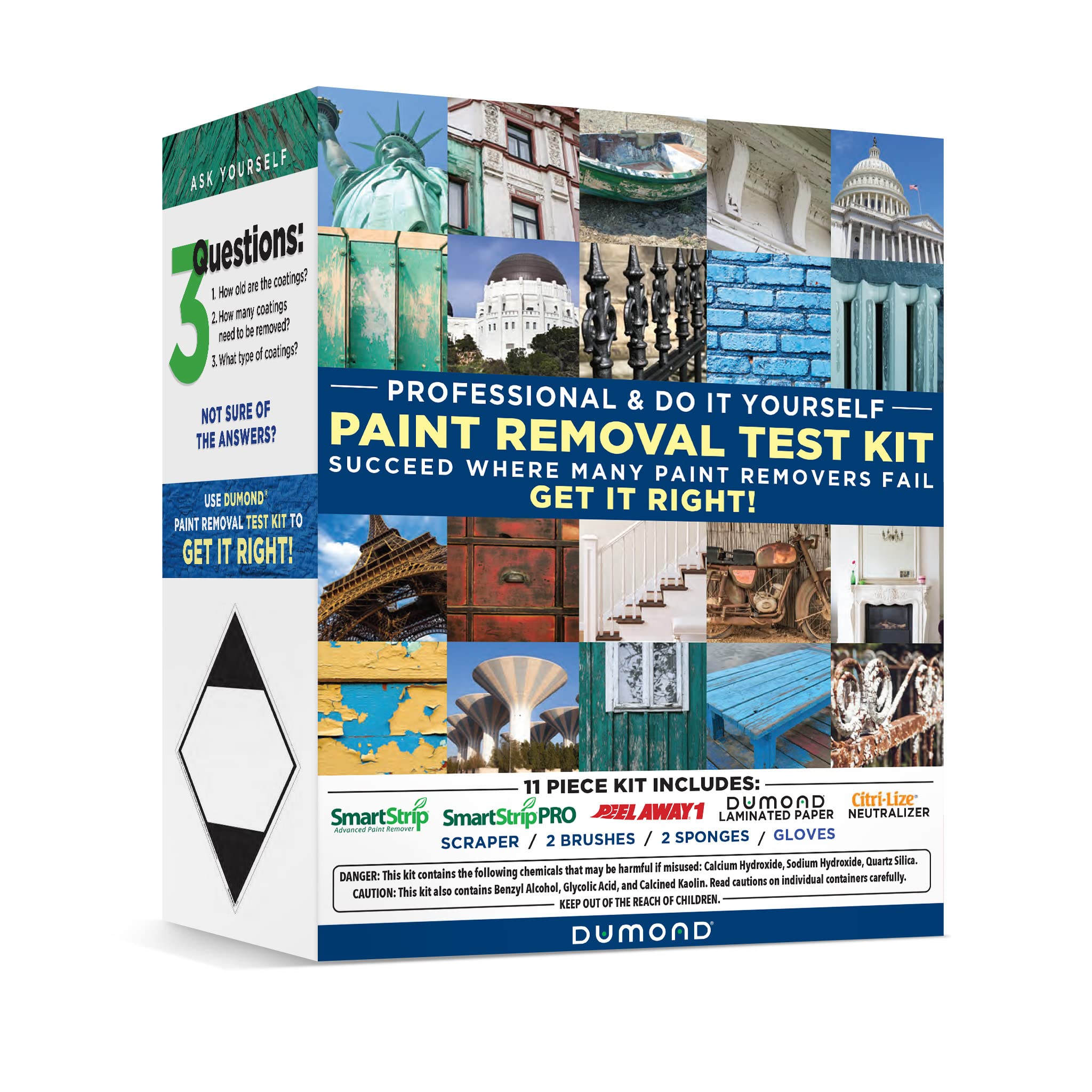 Dumond Complete Paint Removal Test Kit - Find the Right Paint Remover for Your Project - Kit Includes 8oz Samples of Peel Away 1, Smart Strip Advanced, & Smart Strip PRO, Laminated Paper & Accessories