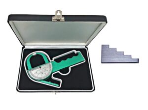 lange skinfold caliper with 5-step calibration block, compact hard case, and instruction manual with charts to measure and calculate body fat percentage, 1.0 mm accuracy, professional quality