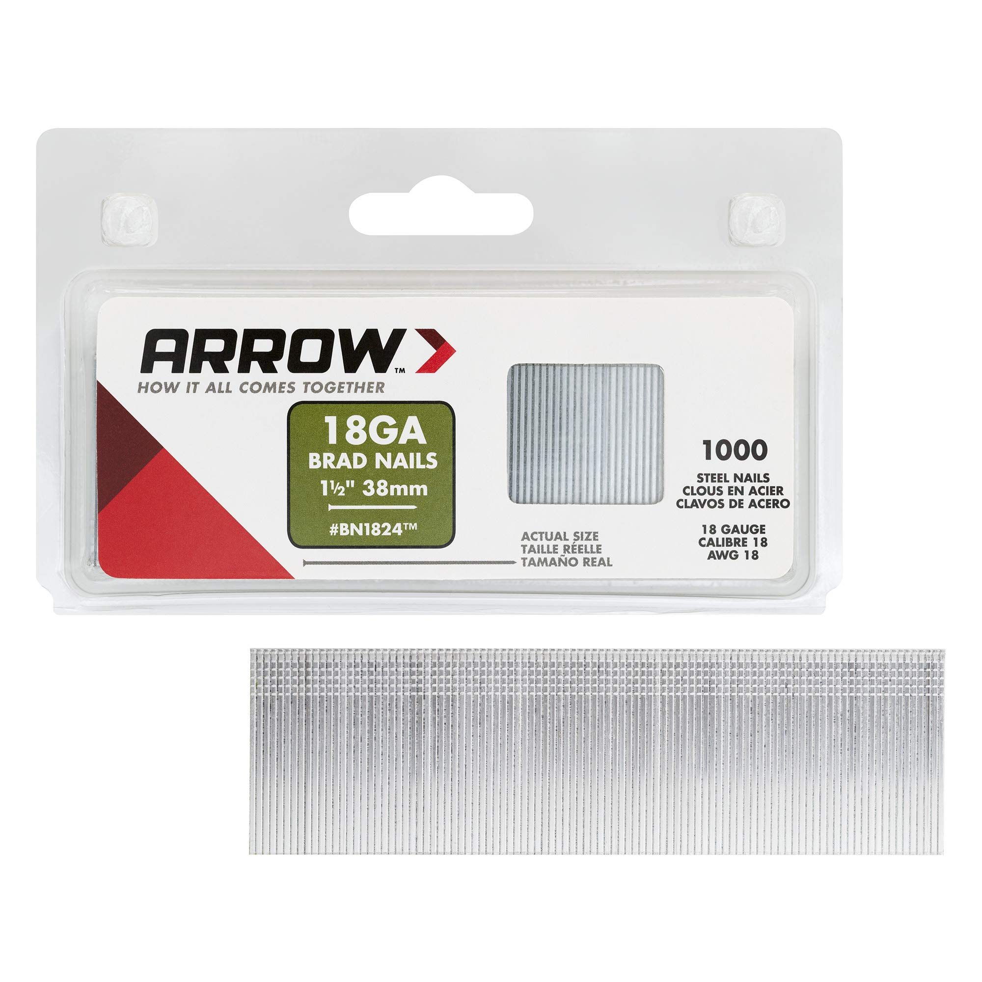 Arrow Co Inc BN1824CS Genuine 1-1/2-Inch 38mm Brad Nails, BN1824CS, 1,000-Pack