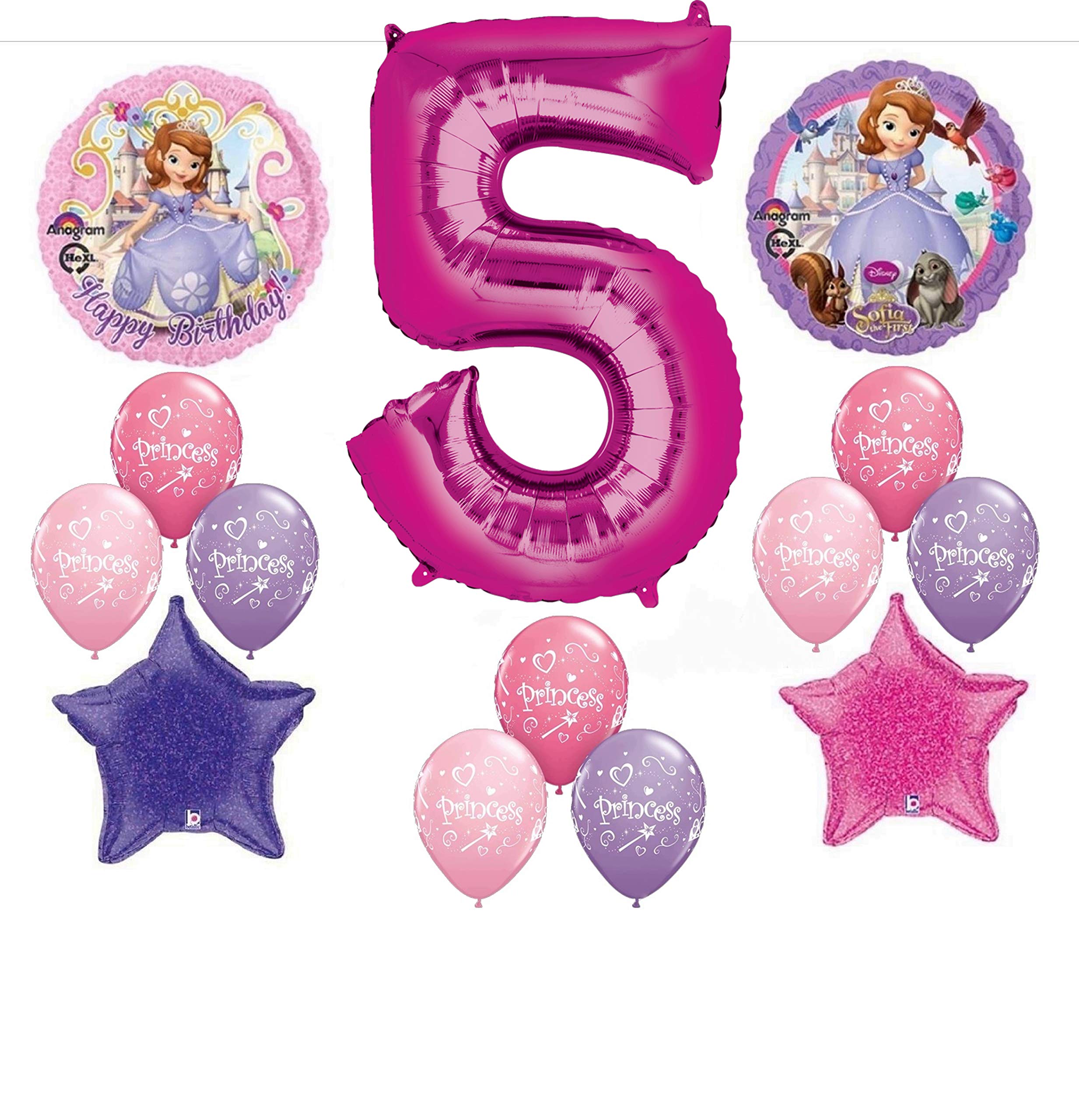 Anagram 1 X Disney's Sofia The First Fifth 5TH Happy Birthday Party Balloons Decorations Supplies