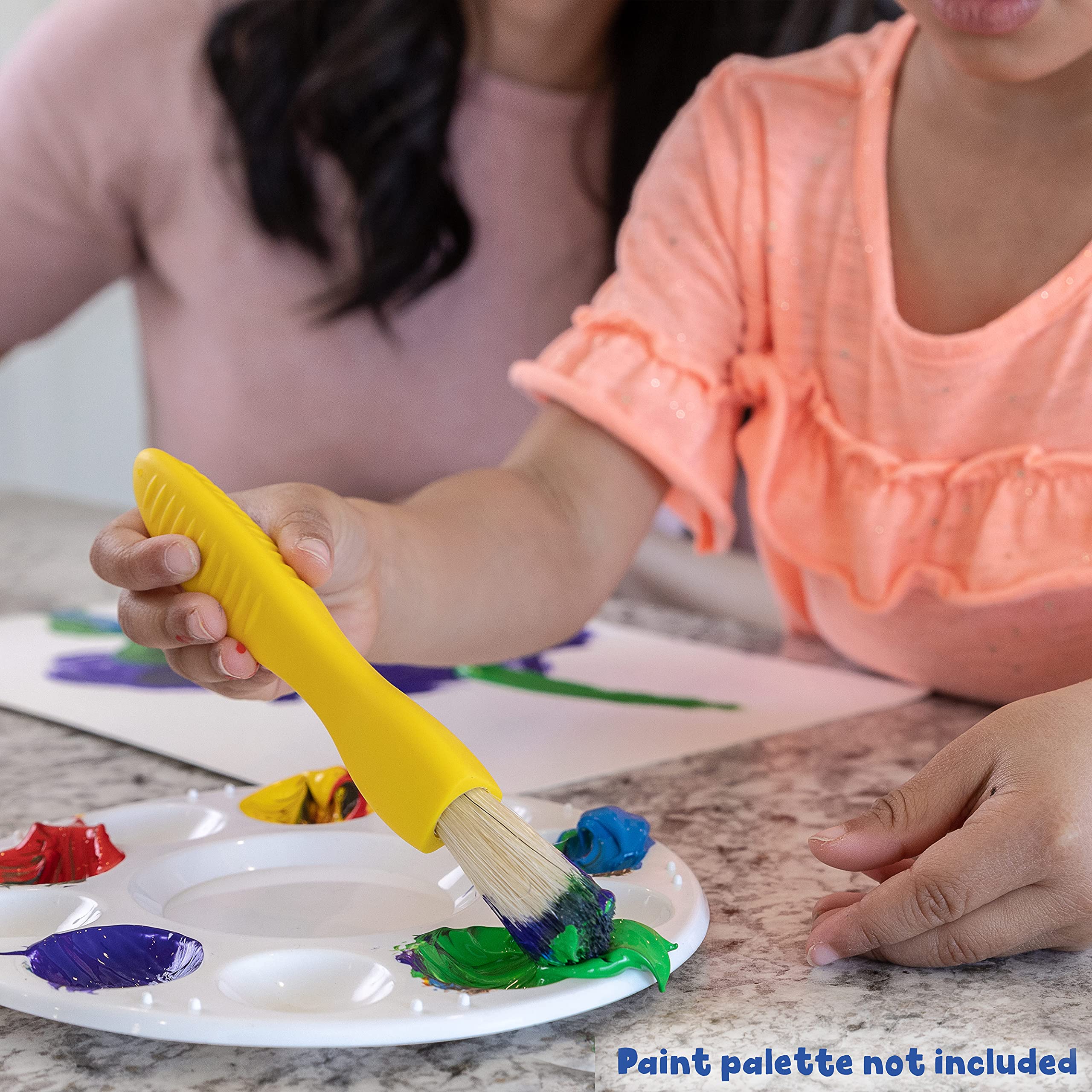 READY 2 LEARN Triangle Grip Paint Brushes - Set of 6 - 1 Size - 18m+ - Easy to Grip Paint Brushes for 2, 3 and 4 Year Olds - Encourage Writing Grip