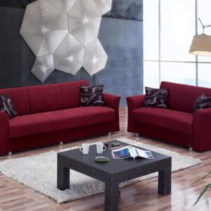 Beyan Signature Empire Furniture USA Ohio Collection Convertible Sofa Bed with Storage Space, Includes 2 Pillows, Burgundy