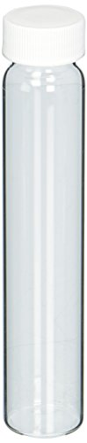 JG Finneran 9-090 Clear Borosilicate Glass Standard VOA Vial with White Polypropylene Solid Top Closure and PTFE Lined, 24-400mm Cap Size, 60mL Capacity (Pack of 100)