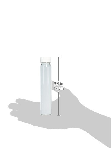 JG Finneran 9-090 Clear Borosilicate Glass Standard VOA Vial with White Polypropylene Solid Top Closure and PTFE Lined, 24-400mm Cap Size, 60mL Capacity (Pack of 100)