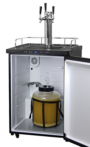 Kegco HBK309B-3 Three Faucet Homebrew Kegerator - Matte Black Cabinet and Door