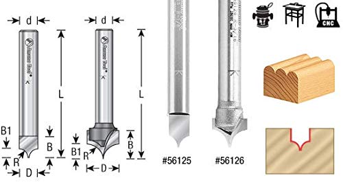 Amana Tool - 56125 Solid Carbide Pt. Cutting Roundover 1/8 Radius x 1/4 Dia x 5/16 x 1/4