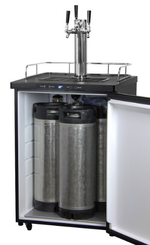 Kegco HBK309B-3 Three Faucet Homebrew Kegerator - Matte Black Cabinet and Door