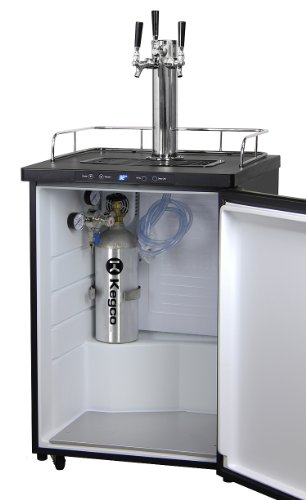 Kegco HBK309B-3 Three Faucet Homebrew Kegerator - Matte Black Cabinet and Door