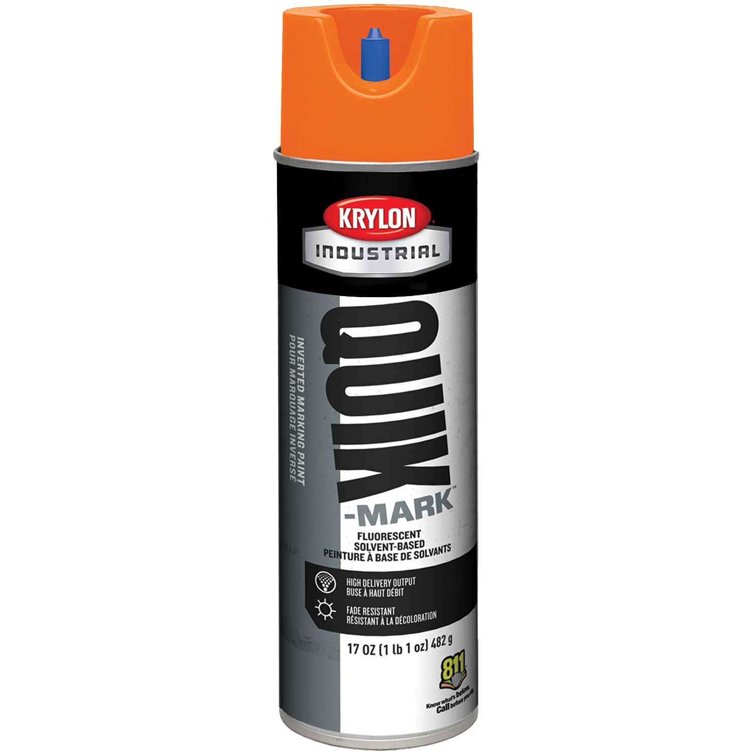 Krylon Industrial Quik-Mark Sb Inverted Marking Paint Fluorescent Orange, Lot of 12