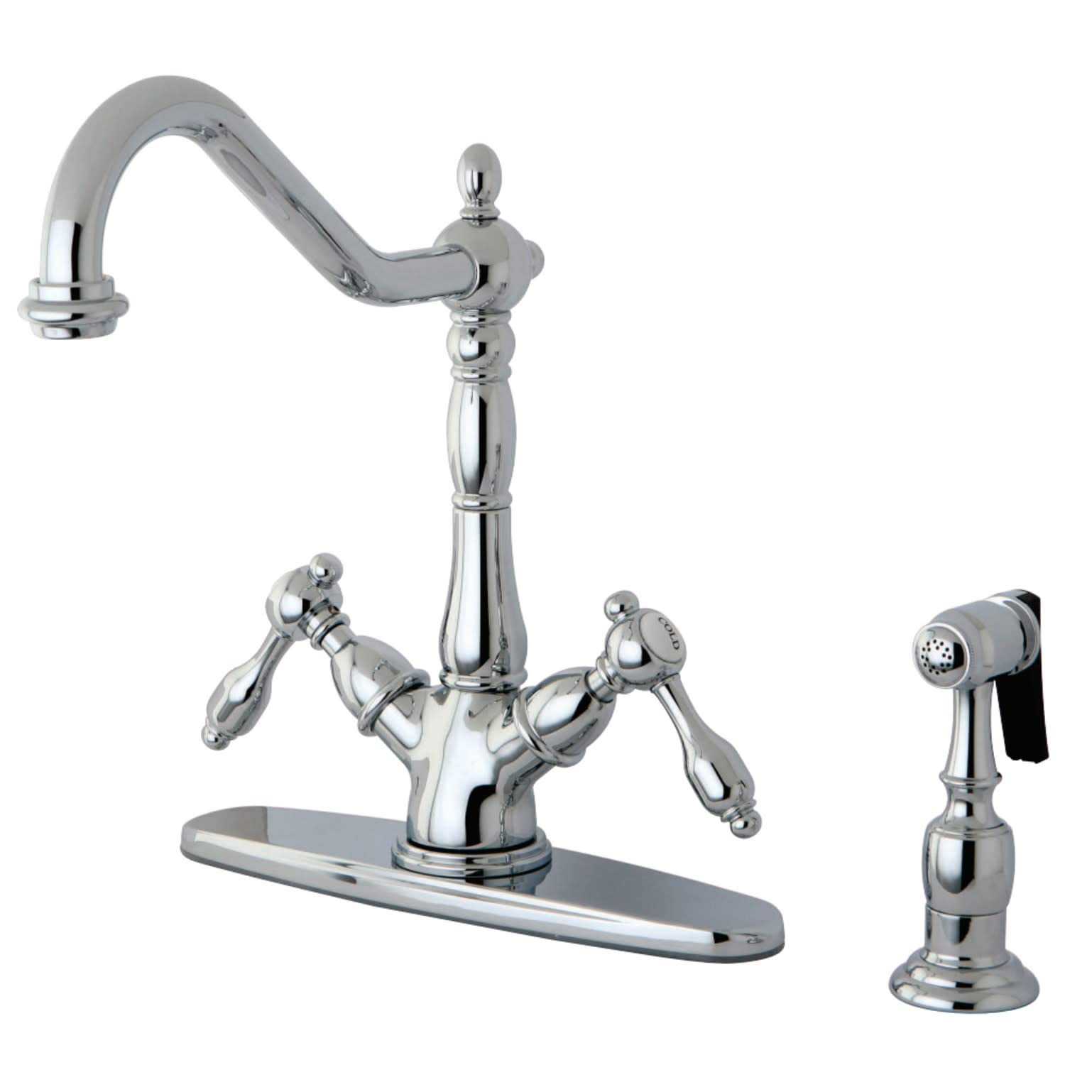 Kingston Brass KS1231TALBS Tudor Kitchen Faucet, Polished Chrome