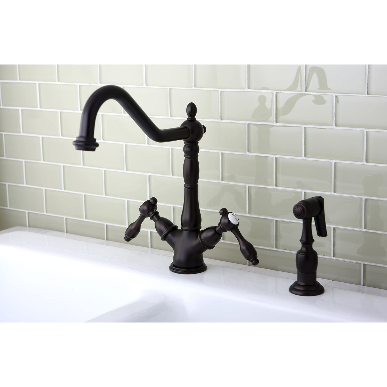 Kingston Brass KS1231TALBS Tudor Kitchen Faucet, Polished Chrome