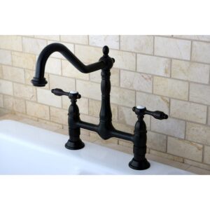 Kingston Brass KS1172TAL Tudor Bridge Kitchen Faucet, Polished Brass