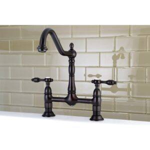 Kingston Brass KS1172TAL Tudor Bridge Kitchen Faucet, Polished Brass