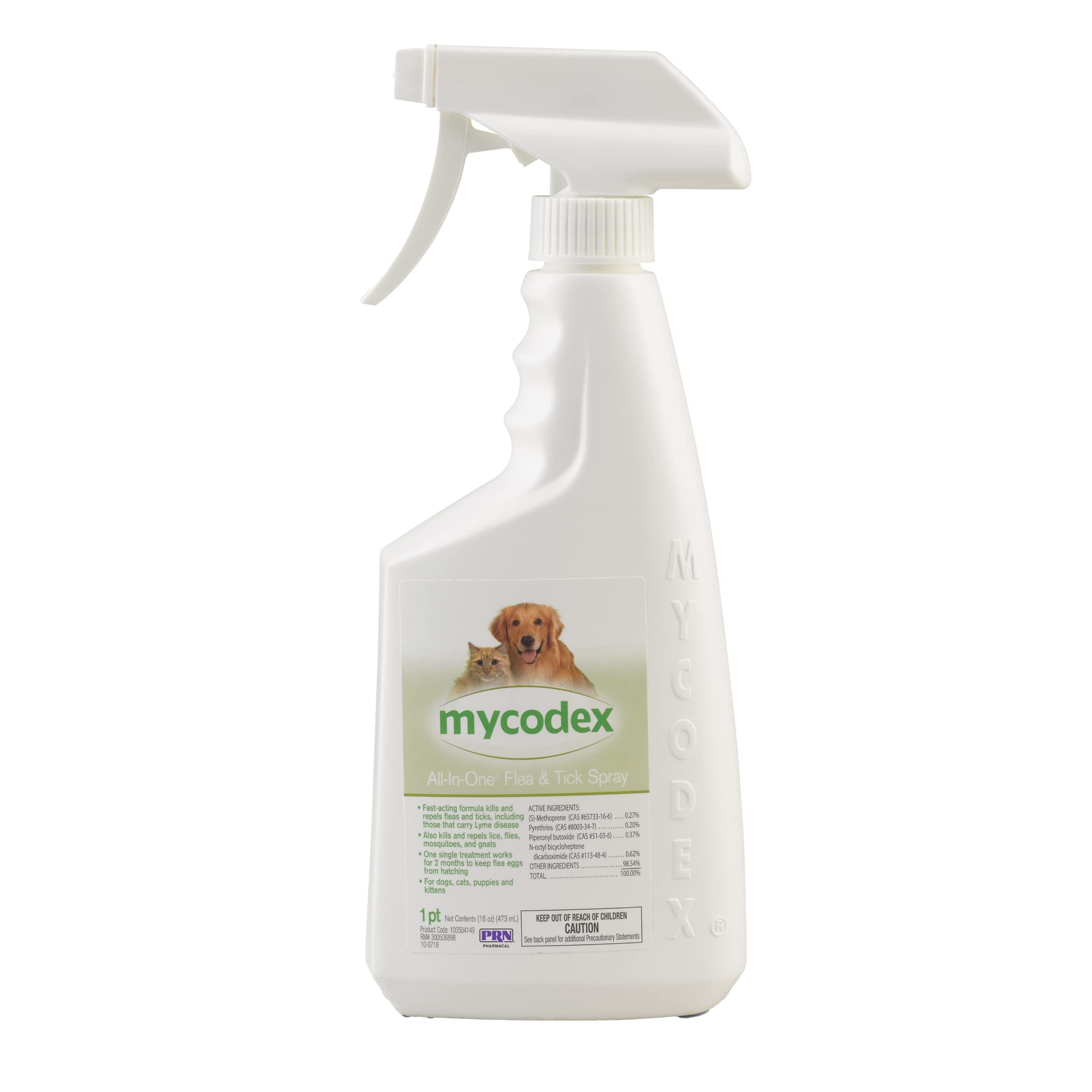 PRN Pharmacal Mycodex All-in-One Flea and Tick Spray for Parasites of Dogs and Cats - Controls Fleas, Ticks, Lice, Mosquitoes, Gnats, Flies, and Flea Larvae - 16 Oz