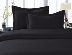 elegant comfort 3 piece 1500 thread count luxury ultra soft egyptian quality coziest duvet cover set, king/california king, black, model:2rw- dvt k black