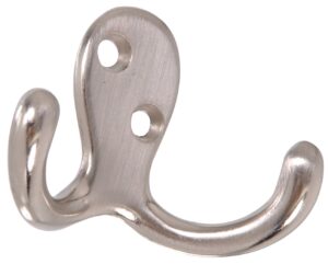 hardware essentials 852297 double clothes hooks satin nickel - 2 pack