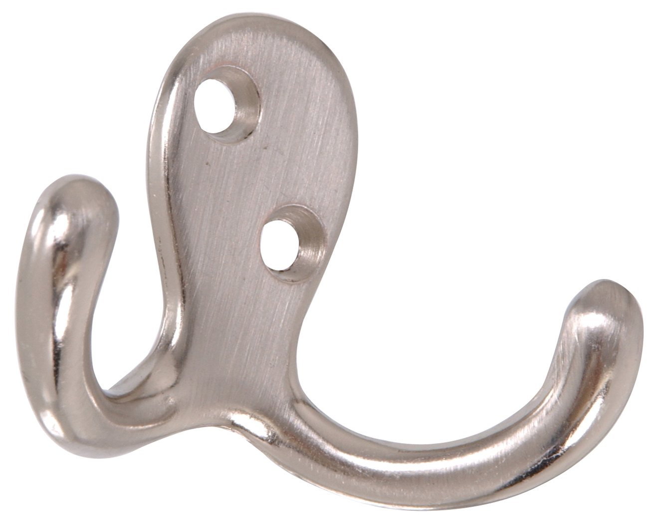 Hardware Essentials 852297 Double Clothes Hooks Satin Nickel - 2 Pack