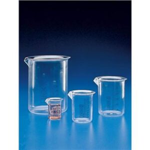 globe scientific 601724-1 polymethylpentene griffin style low form beaker, printed graduations, 500ml capacity